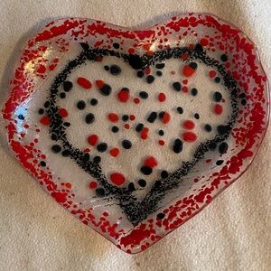 Handmade Fused Glass Heart Trinket Dish
Brand New